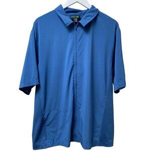 EASTERN MOUNTAIN SPORTS Mens Shirt Large Blue Full Zip Short sleeve Biking Hiker